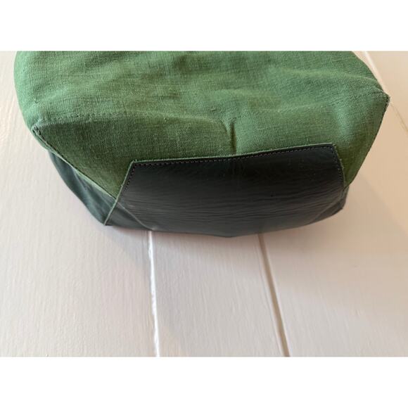 Clare V Le Zip Sac Slouchy Tote Bag Leather & Cotton Green - Picture 7 of 9